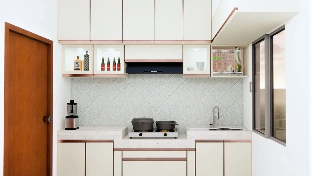 kitchen interior design with cabinet