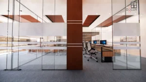 office interior with glass pertition