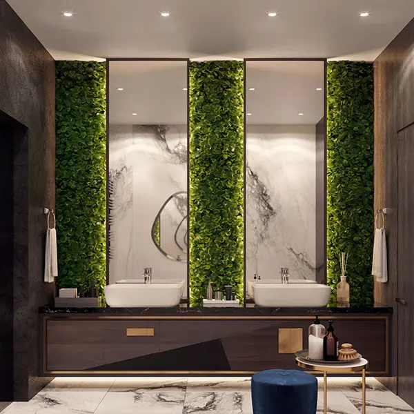 green washroom interior design