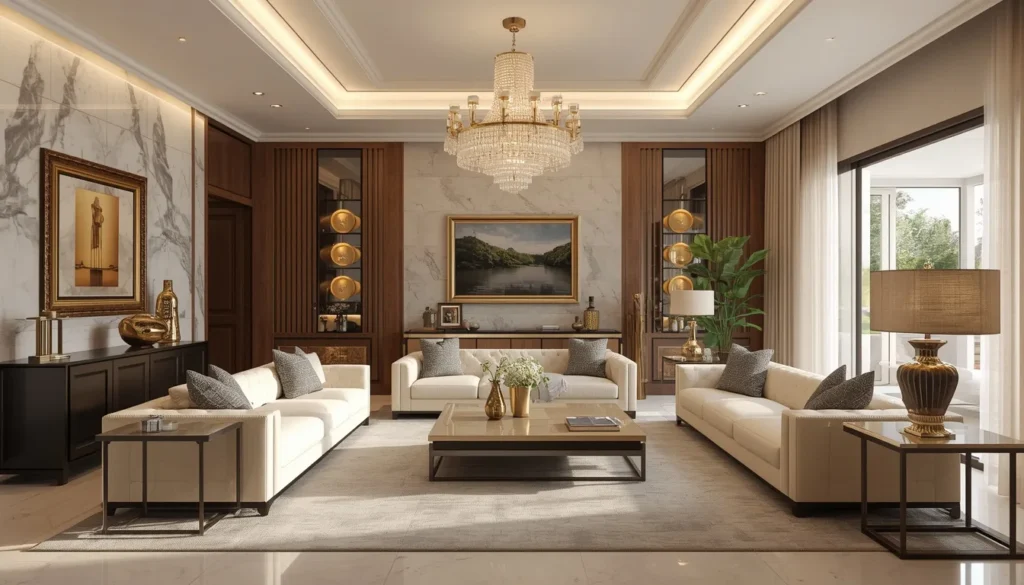 lucid origin Create an ultra realistic luxury drawing room for a premium residential home in 0 1